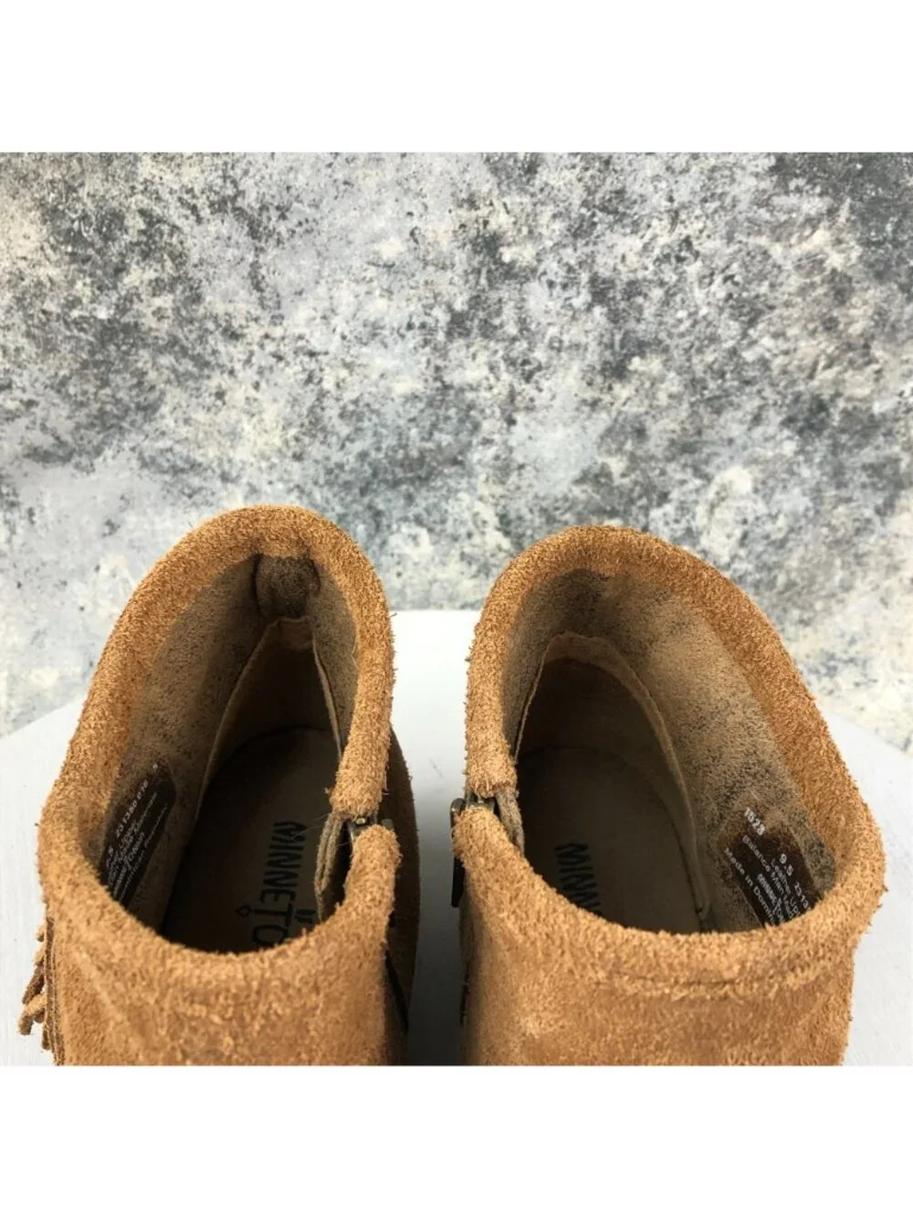 Minnetonka Women's Size 9.5 Blake Brown Suede Fringe Side Zip Ankle Booties